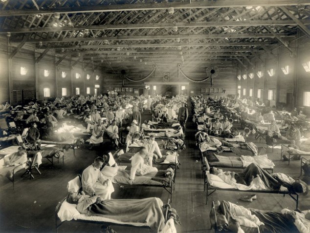 Emergency hospital during influenza epidemic, Camp Funston, Kansas. 