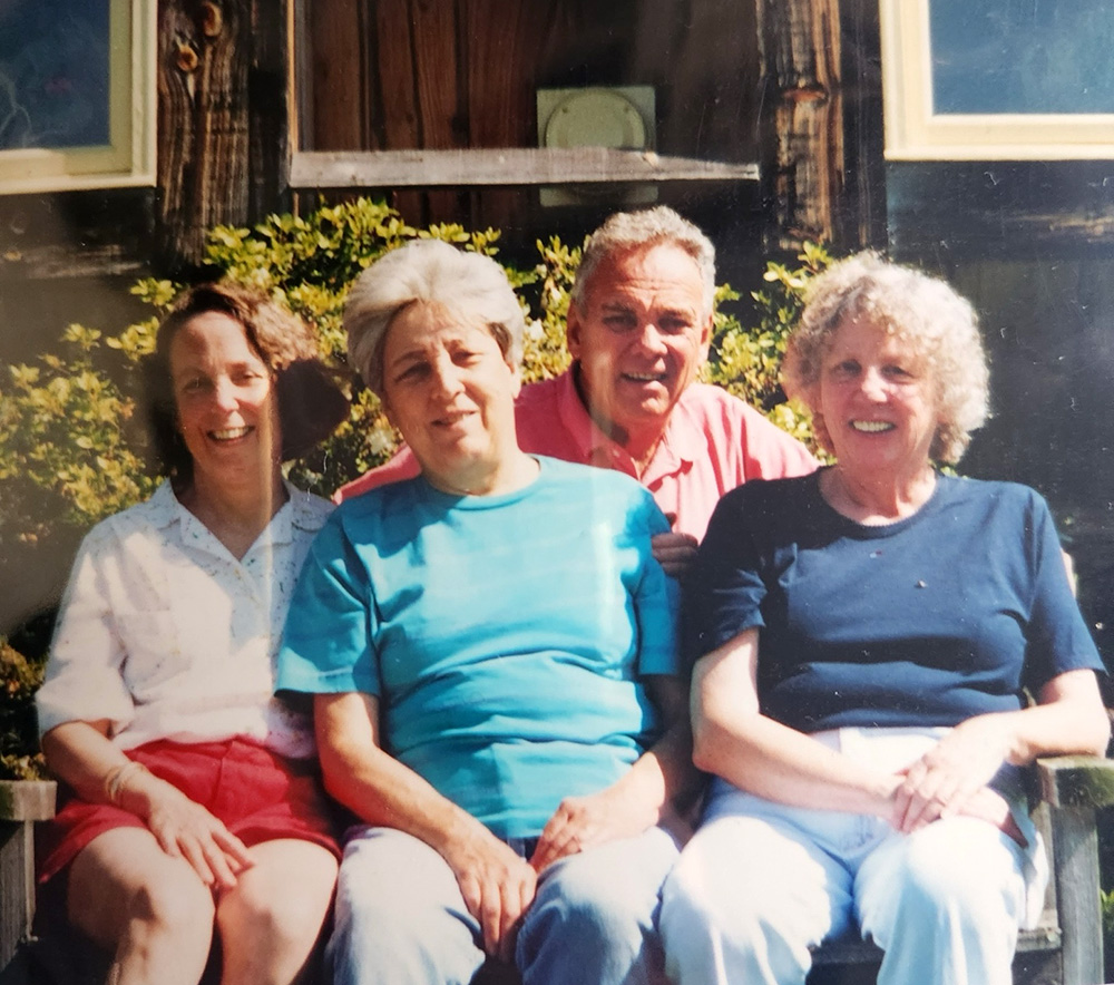 Three sisters with their brother. Abigail, Mary, Bill, and Hannah at Mary’s Vermont home after her husband died. Three sisters with their brother. Abigail, Mary, Bill, and Hannah at Mary’s Vermont home after her husband died.