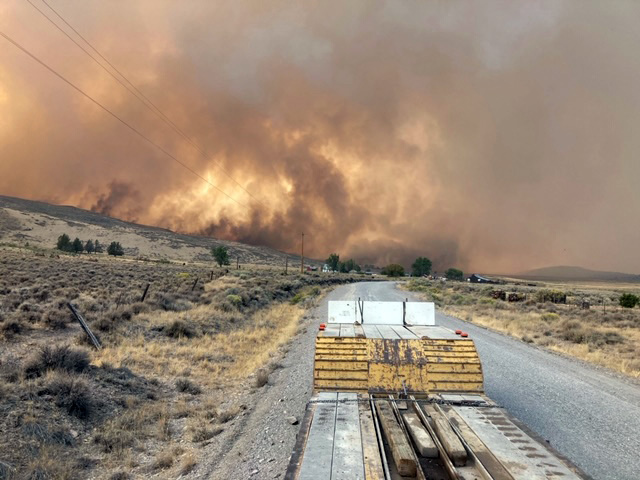 Clover Flat Road Brattain Fire seen from Clover Flat Road