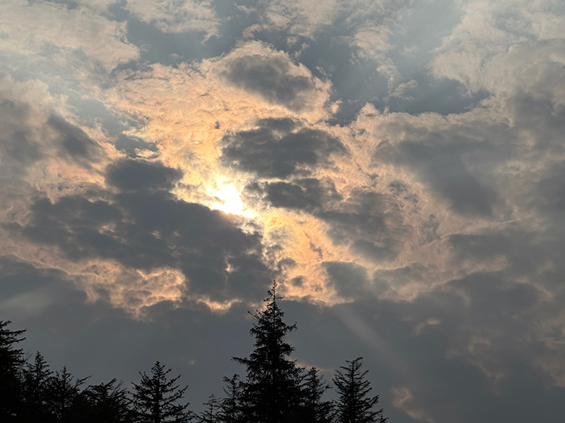 The sun tries to shine in a SE Alaska July day.
